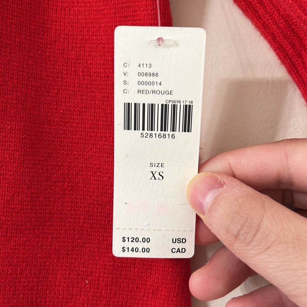 NEW Anthropologie Red Elise Ribbed Off The Shoulder Tunic Sweater Size XS - Picture 8 of 9